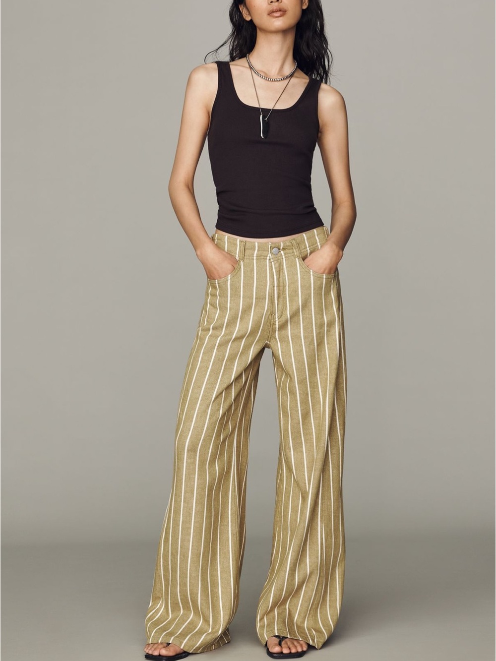 NWT Anthropologie Pilcro Adi Linen Cotton Mid-Rise Flare Pant - Olive Combo